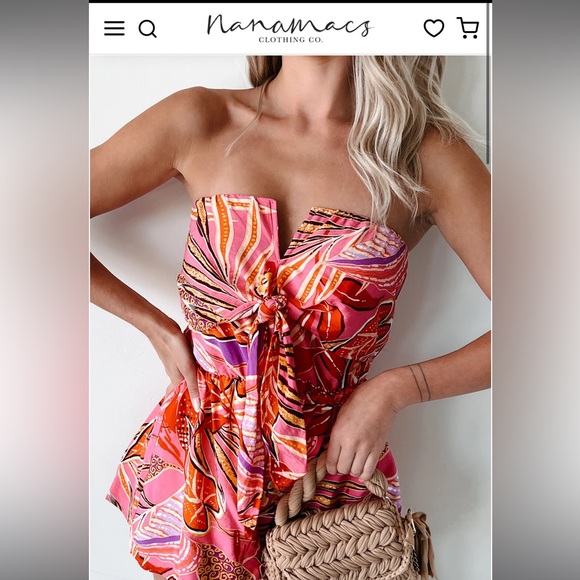 NanaMacs Beach Bonanza Tropical Print Romper - Picture 2 of 5